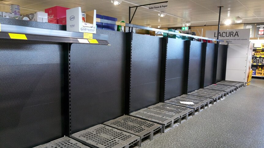 Empty shelves at Aldi during coronavirus