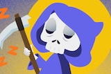Illustration of a tired grim reaper.