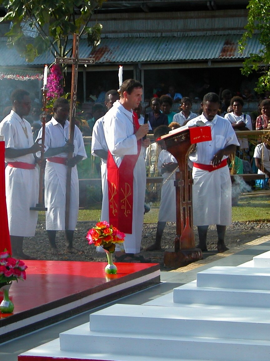 The Reverend Keith Joseph practising on Solomon Islands