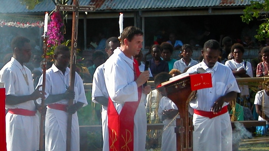 The Reverend Keith Joseph practising on Solomon Islands