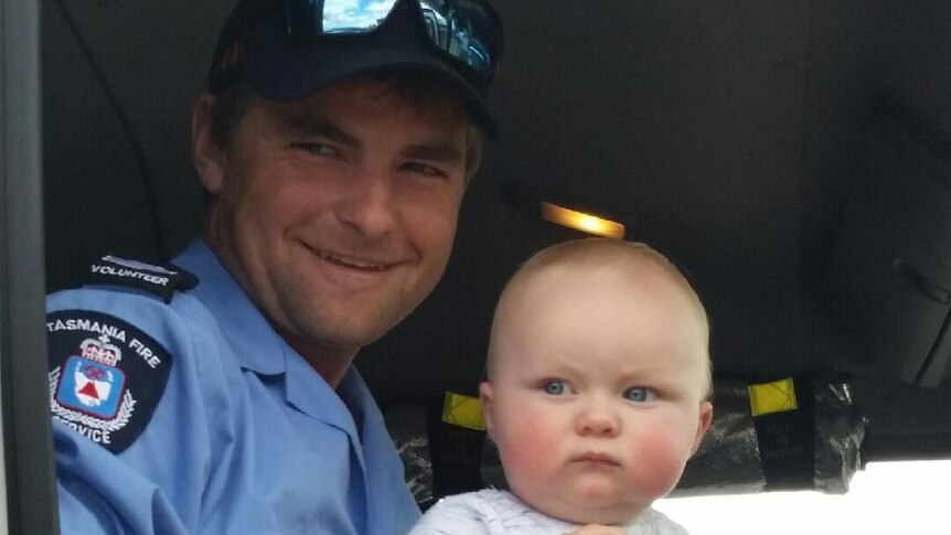 Firefighter Tom Andrews with his son Jack