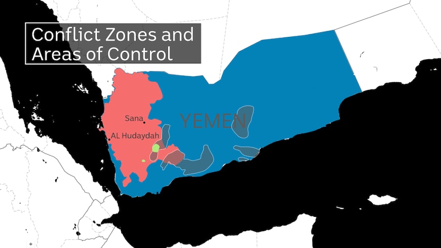 Yemen conflict zones map