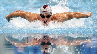 Nick D'Arcy powers his way to victory in the 200m butterfly at the Australian Championships in Sydney on March 25, 2008. (Get...