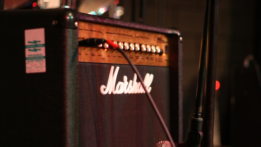 A file photo of a Marshall guitar amp.