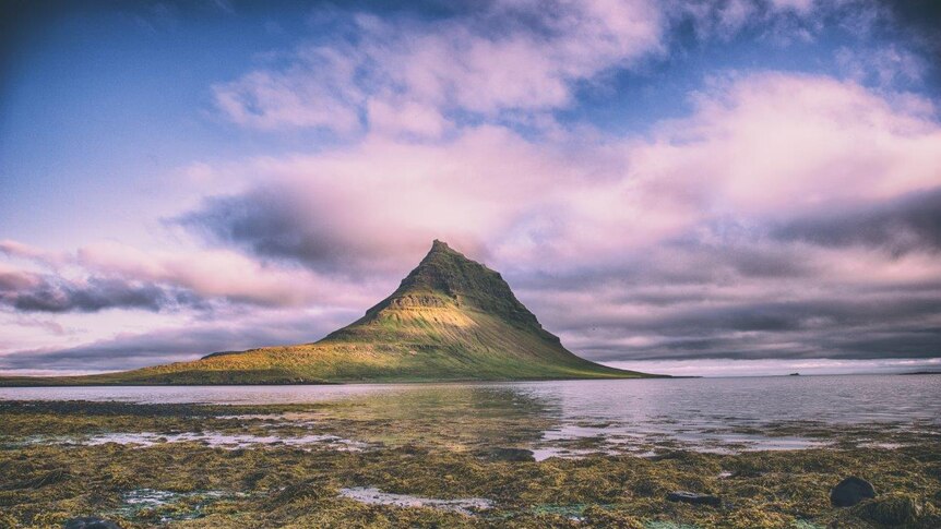 An island is show in the country of Iceland