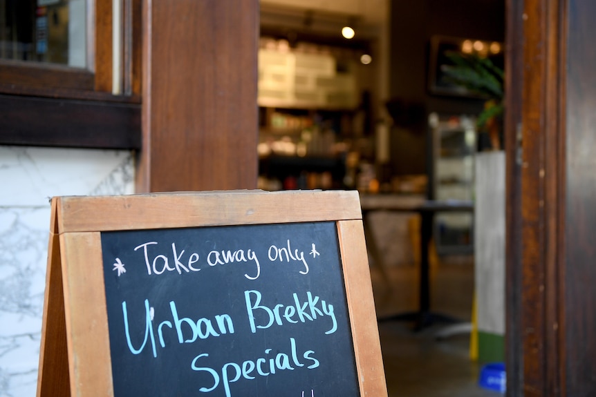 A takeaway sign outside a Sydney cafe