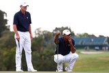 Tiger Woods and Steve Stricker had a day to forget as Adam Scott and KJ Choi ran riot in their foursomes match.