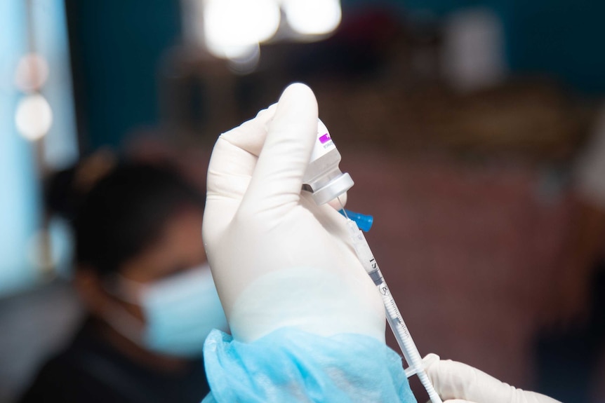 A dose of the AstraZeneca vaccine being prepared in Fiji