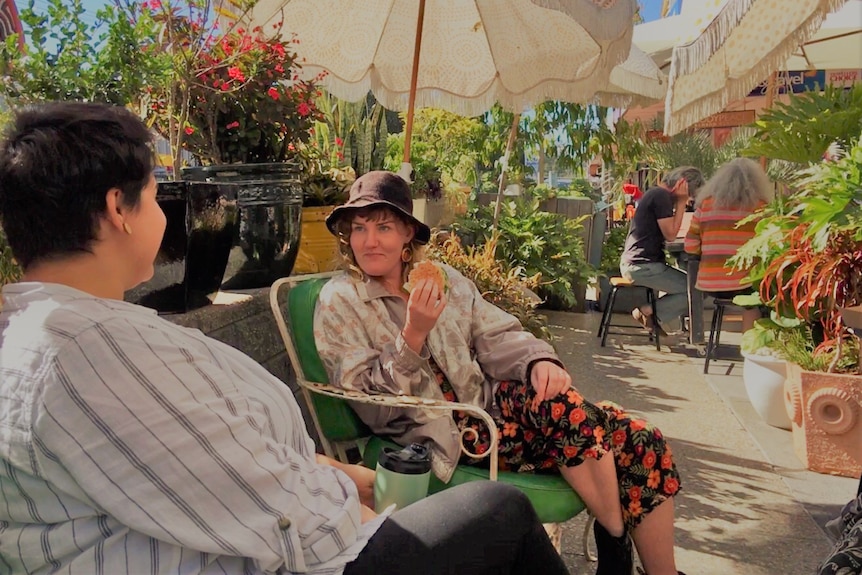 two women in a cafe