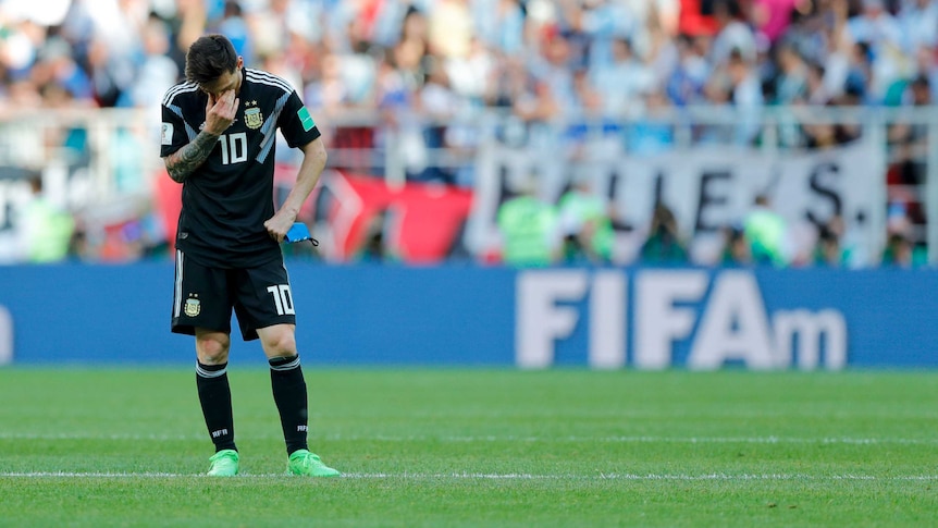 Lionel Messi looks on after Argentina's draw with Iceland