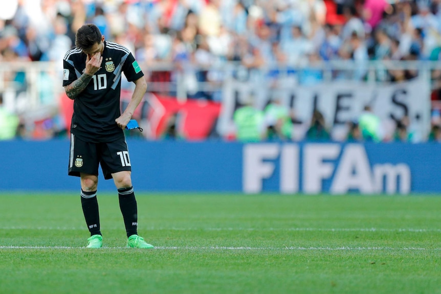 Lionel Messi looks on after Argentina's draw with Iceland