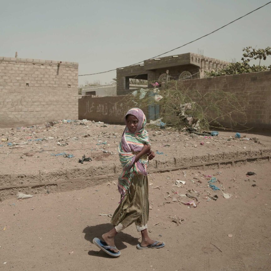 Girl on a street in Yemen