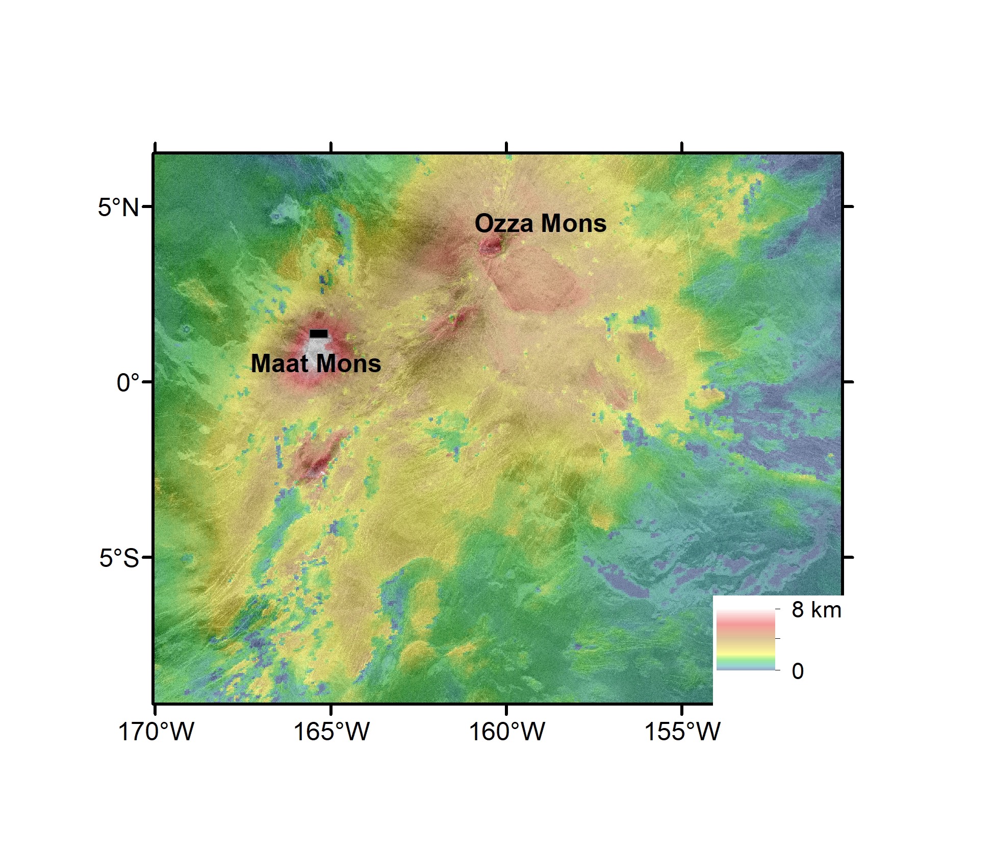 Colour elevation map of Venus