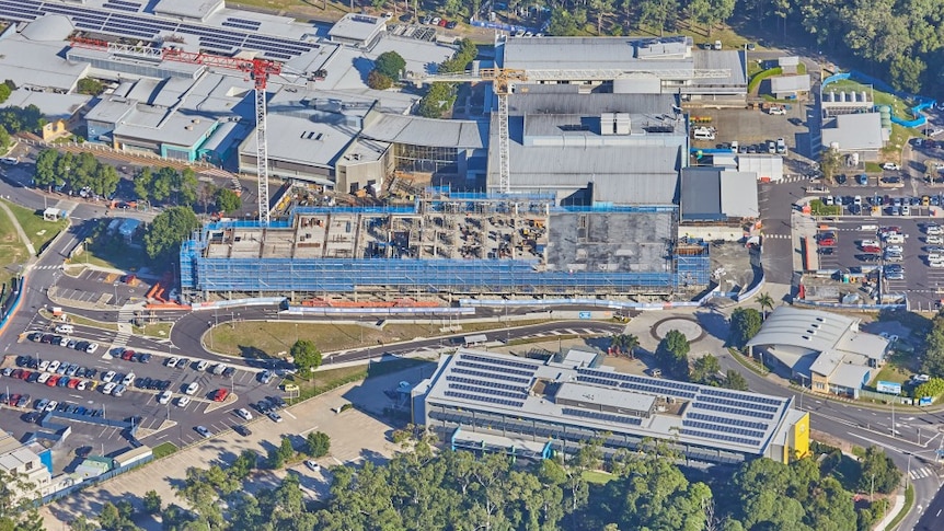 An aerial shot of a building site.