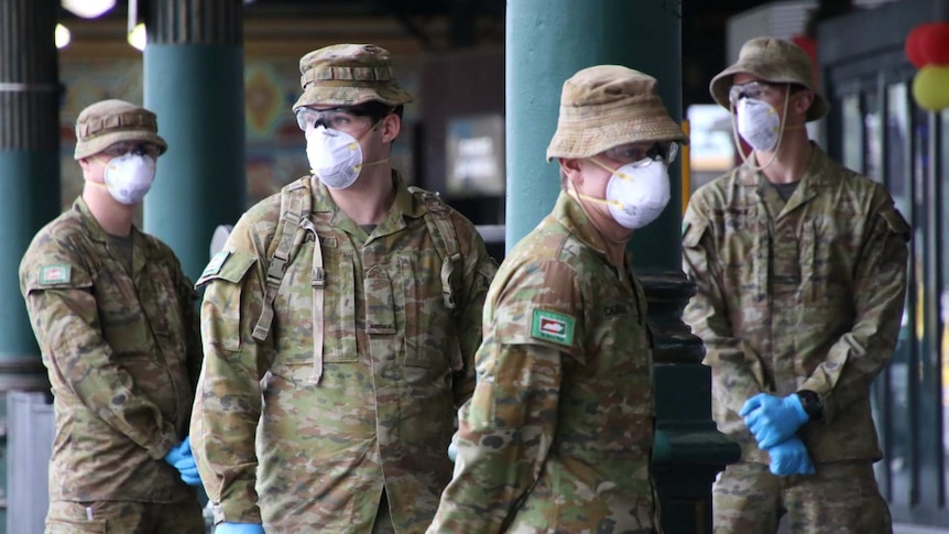 ADF officers have been brought in to help with police enforcement of the coronavirus restrictions in Victoria on July 27, 2020.