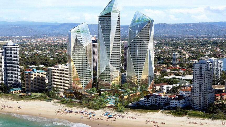 The beachfront elevation of the planned Jewel development on the Gold Coast.  September 6th, 2012.