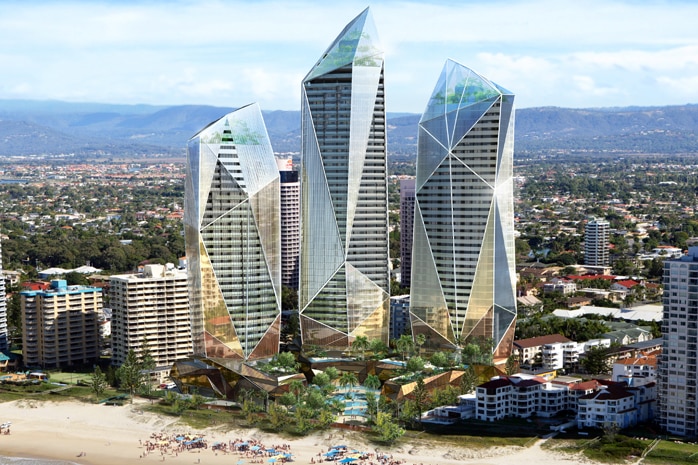 The beachfront elevation of the planned Jewel development on the Gold Coast.  September 6th, 2012.