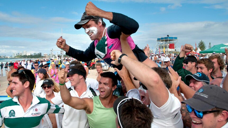 Bryce Munro celebrates the Mona Vale win.