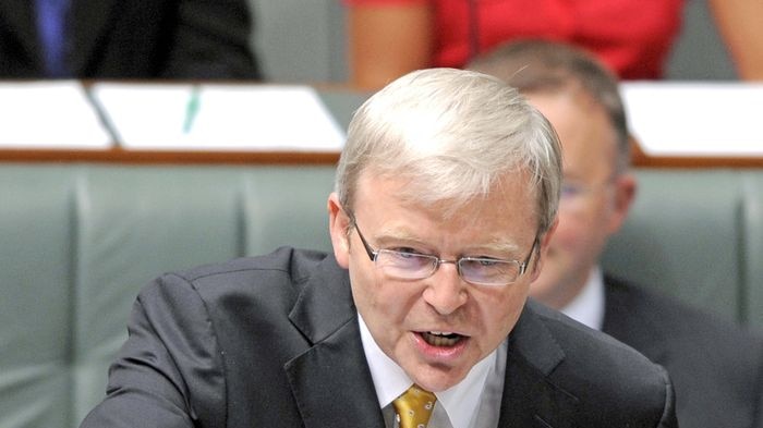 Kevin Rudd speaks during Question Time in the House of Representatives chamber on February 4, 2009