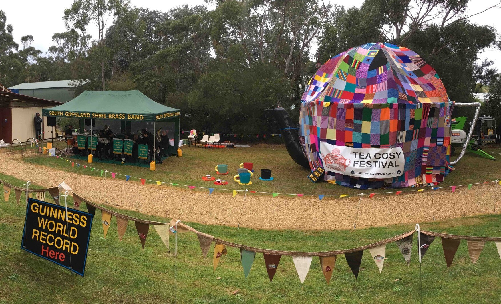 Giant handknitted tea cosy gunning for Guinness World Record turned