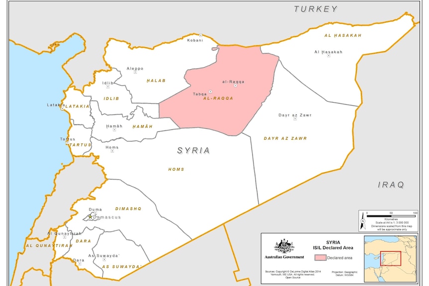 The designated Al Raqqa province in Syria