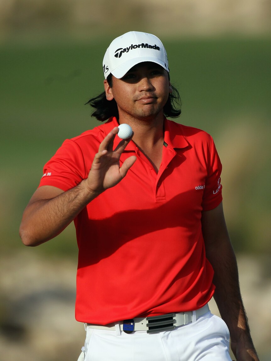 Jason Day acknowledges the crowd during the final round of the Qatar Masters
