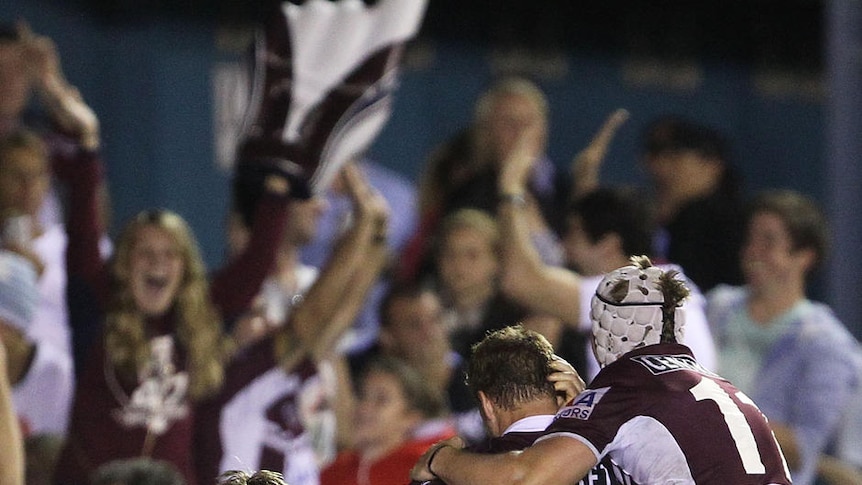 Michael Oldfield's last-minute try sent the Sea Eagles into ecstasy in their come-from-behind win.