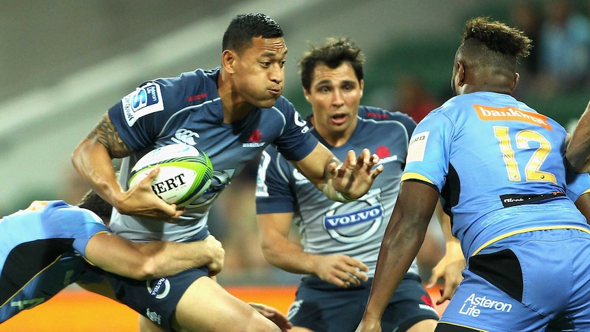 Marked man ... Israel Folau meets the Force defence