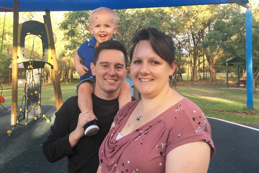 Ben Myatt, now aged two, with his mum and dad.