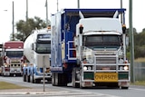 Trucks departing the Port of Brisbane