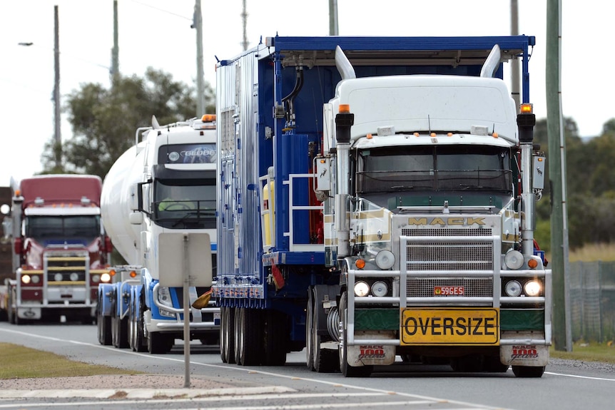 Trucks departing the Port of Brisbane