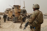 US soldiers guard Kandahar base