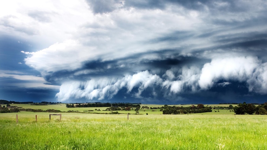 A storm front moves across Phillip Island.
