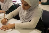 Shireen Ibrahim, one of the year five students, in class.
