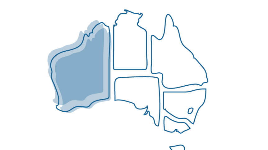 An illustration of a map of Australia that shows Western Australia highlighted.