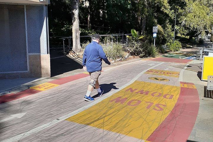 Man walking on pathway