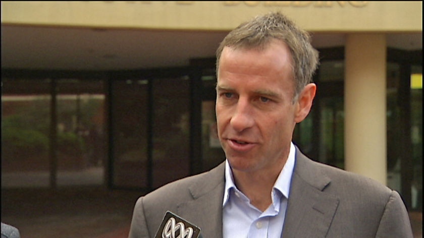 Nick McKim, Tasmanian Greens leader outside Executive Building Hobart.