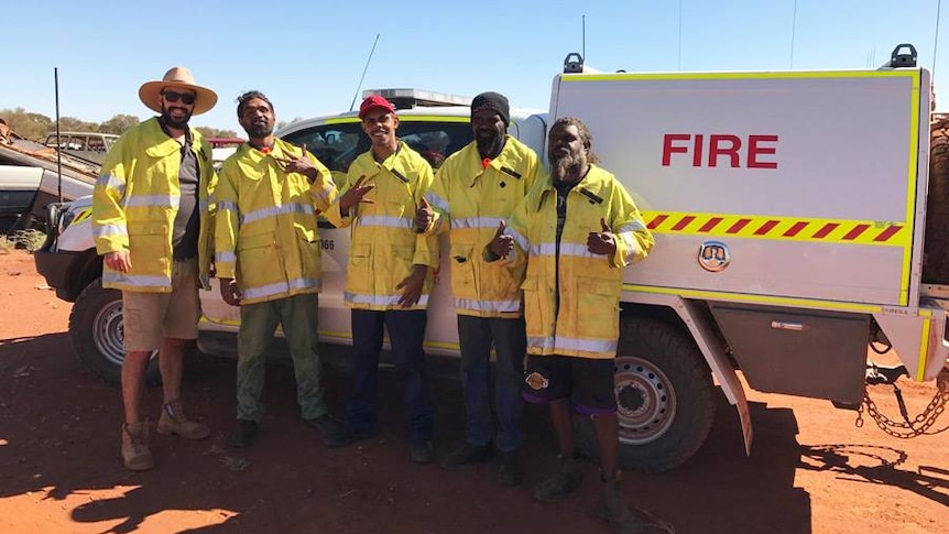 Members of the Ngaanyatjarra emergency response team pose during training in Warburton.