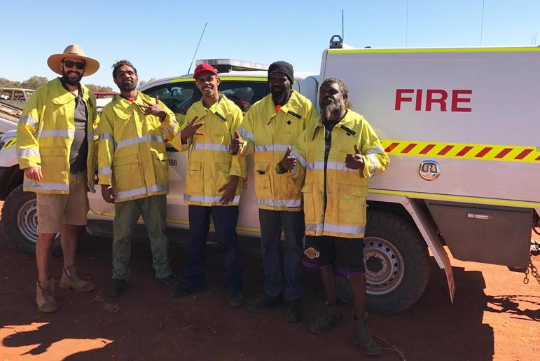 Members of the Ngaanyatjarra emergency response team pose during training in Warburton.