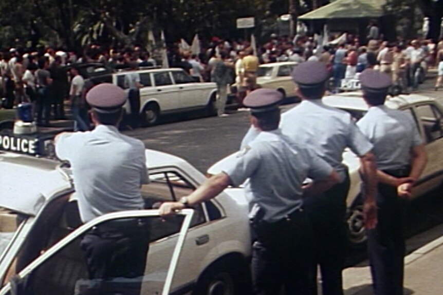 NSW Police at a gay rally in sydney in 1983