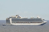 A cruise ship out at sea.