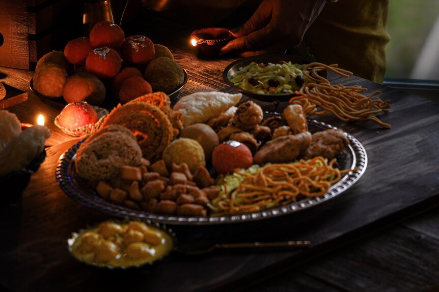 A plate of assorted Diwali sweets