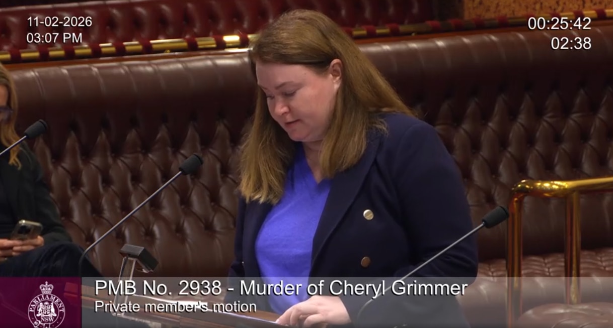 La mujer se levanta y habla en el parlamento