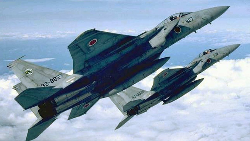 Japanese fighter jets in formation