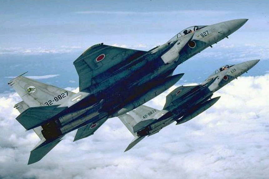 Japanese fighter jets in formation