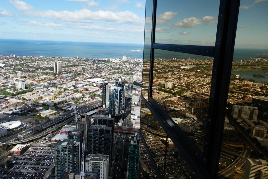 View from the Eureka Tower Skydeck in Melbourne. Taken October 2013.