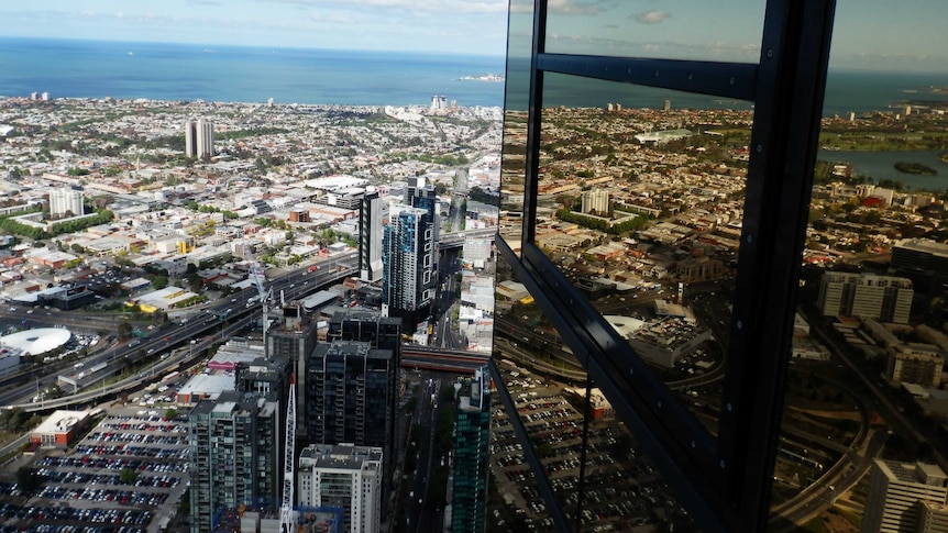 View from the Eureka Tower Skydeck in Melbourne. Taken October 2013.