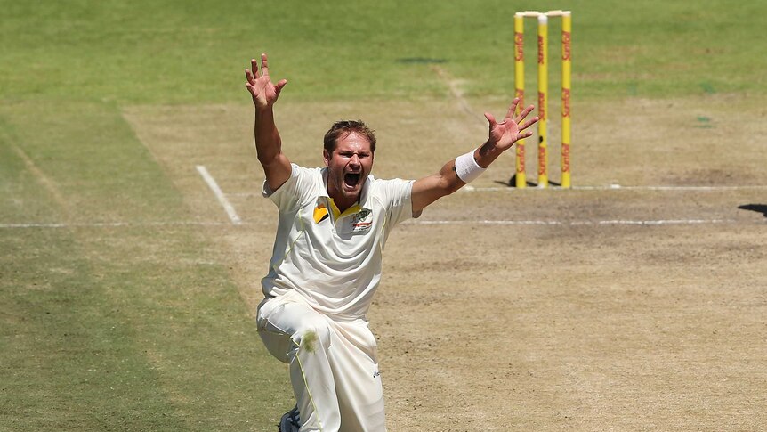 Australia's Ryan Harris appeals on day three of the third Test between Australia and South Africa.