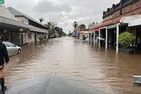 Flood water in Main street of Laidley in the Lockyer Valley in Queensland