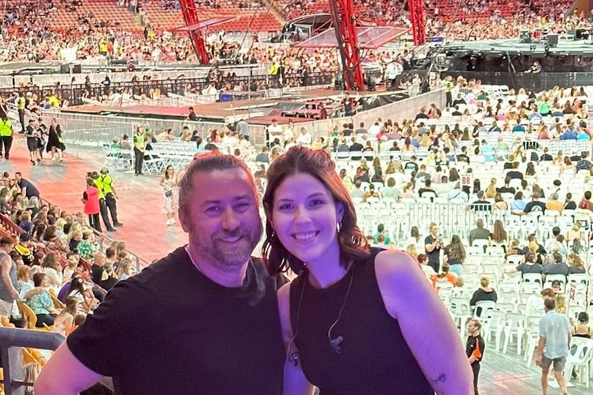 Auslan interpreters Mikey Webb and Madison Rossetto at Ed Sheeran concert